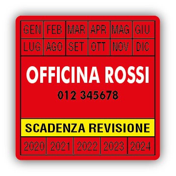 Art. 2369 - Adesivo avviso scadenza revisione